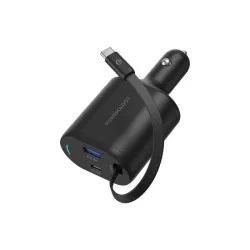 Car Charger Type-C Retractable Powerology - Black